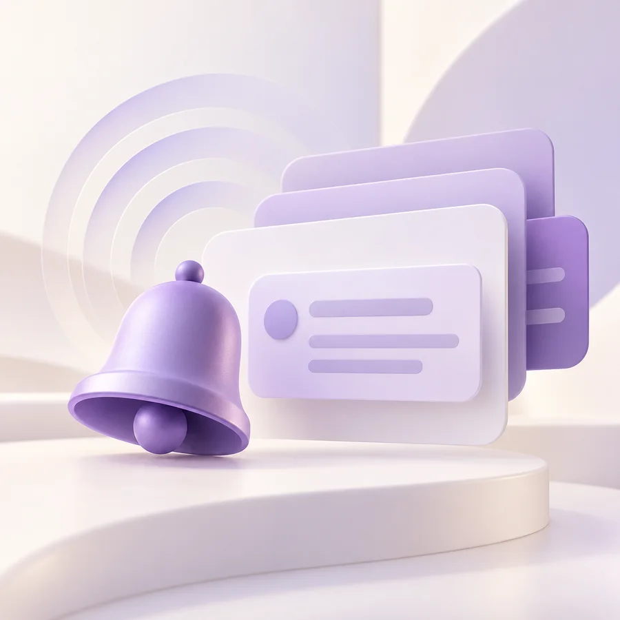 Illustration conceptuelle de notifications fictives dans un espace client